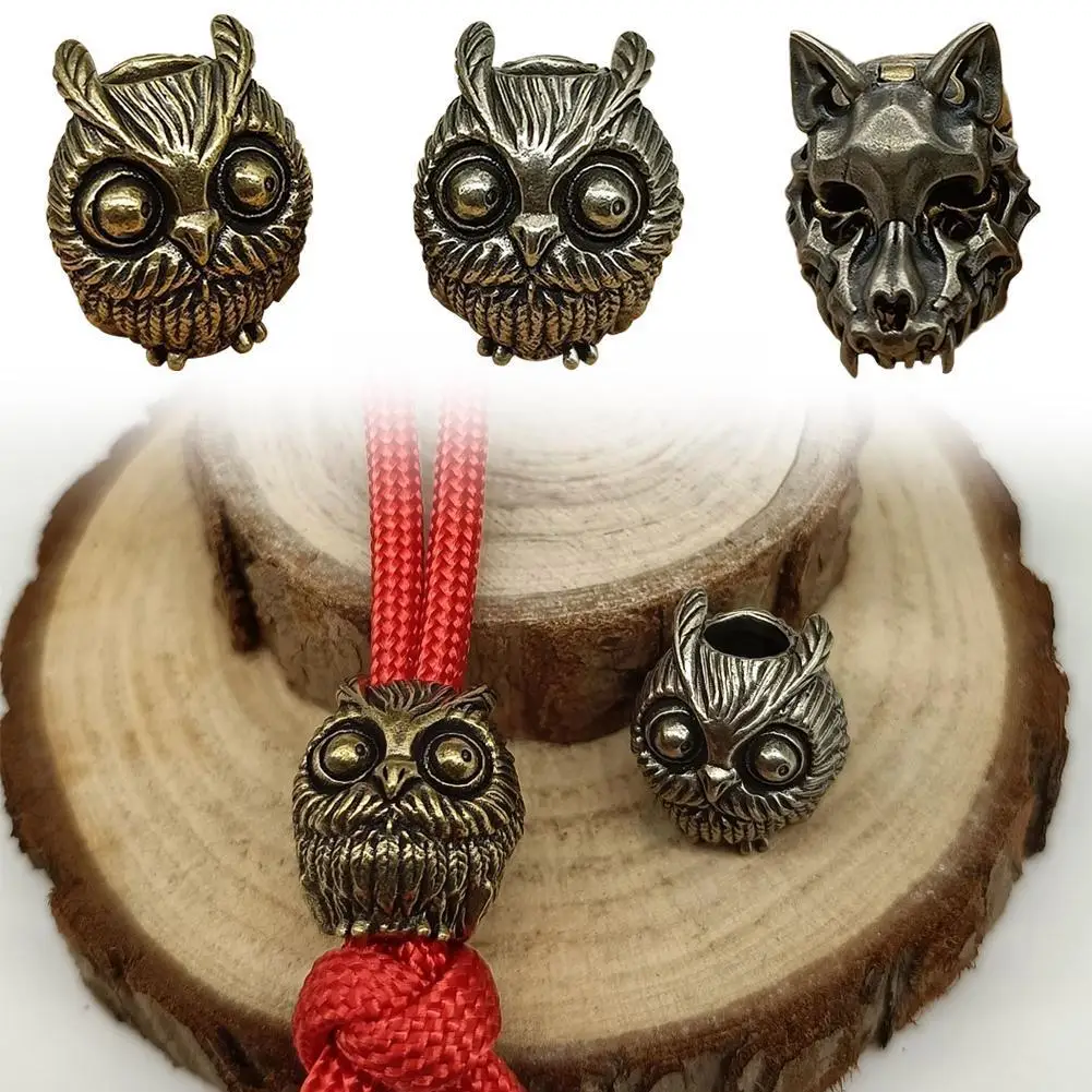 

Cute Owl Brass Knife Bead EDC Outdoor DIY Paracord Pendant Rope Bracelets Hangings Woven Lanyard Accessories Flashlight Umb K9V8