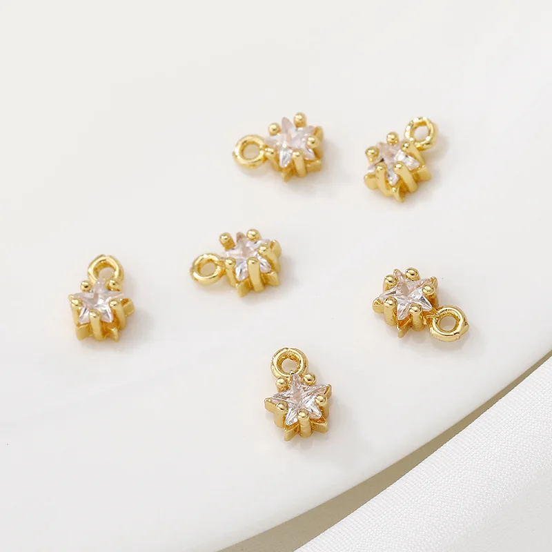 

Gold-plated Copper Creative Stars Zircon Charms Pendant 4pcs/lot for DIY Fashion Drop Earrings Jewelry Finding Accessories