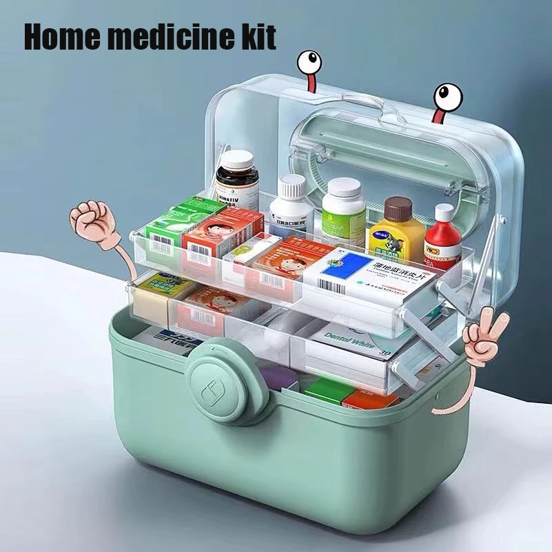 

First Aid Kit Medicine Storage Box Multi-functional Portable Multi-layer Storage Sundries Large-capacity Desk Rack Finishing Box