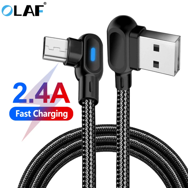 Кабель Micro USB OLAF 90 градусов Тип C поддержка 2 4 А Быстрая зарядка 1 м для Xiaomi 12 11 Samsung
