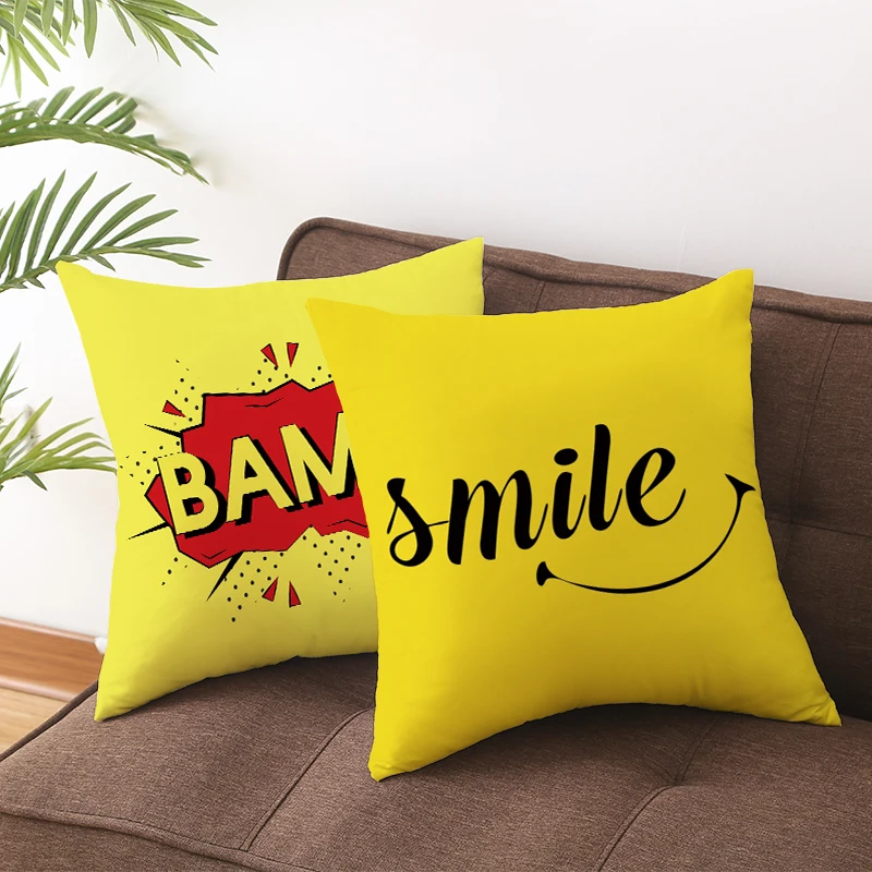 

45x45cm Funny Motto Letter Print Throw Pillows Case Cozy Polyester Sofa Chairs Car Seat/Back Cushion Cover Home Decor Pillowcase