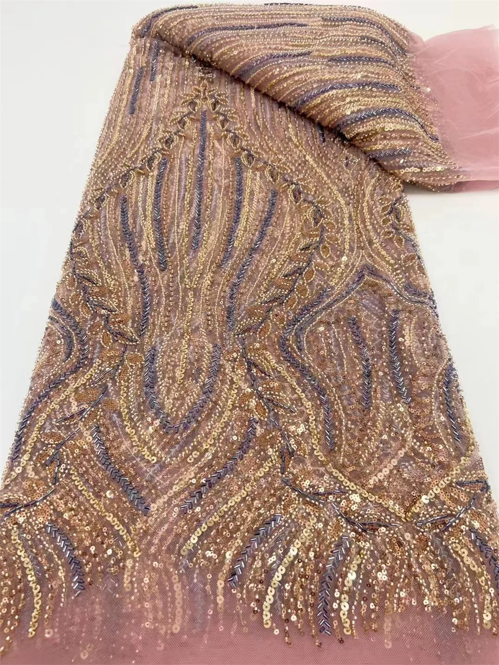 Модная Роскошная африканская кружевная ткань с блестками для жениха высокое