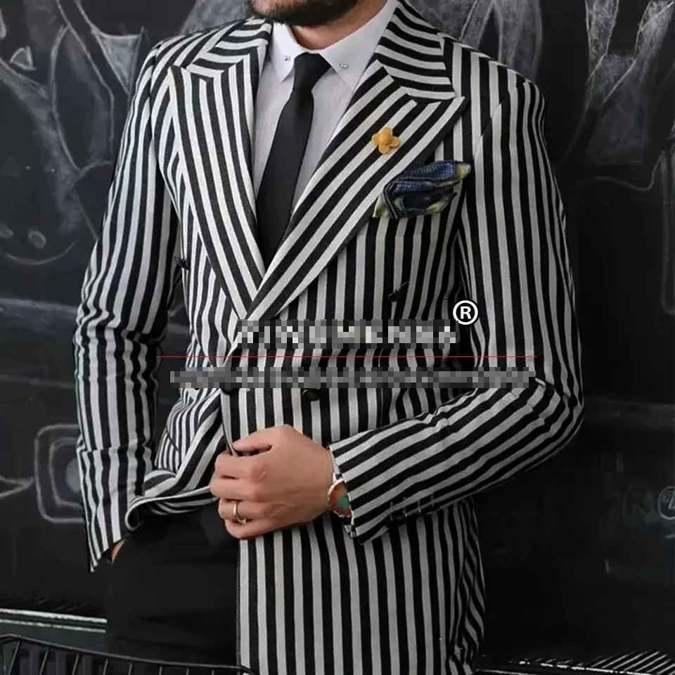 

strip suit men's suit handsome British style casual business formal dress groom wedding