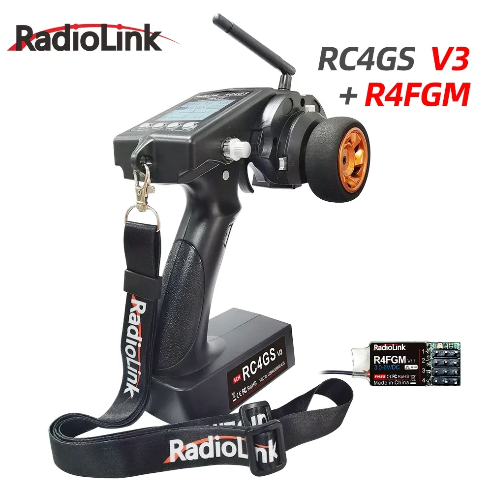 Фото Радиопередатчик RadioLink RC4GS V3 2.4G 5 каналов с гироскопическим приемником R6FG, дальность 400 м, для радиоуправляемых машин, лодок, краулеров, дрифтовых моделей №2