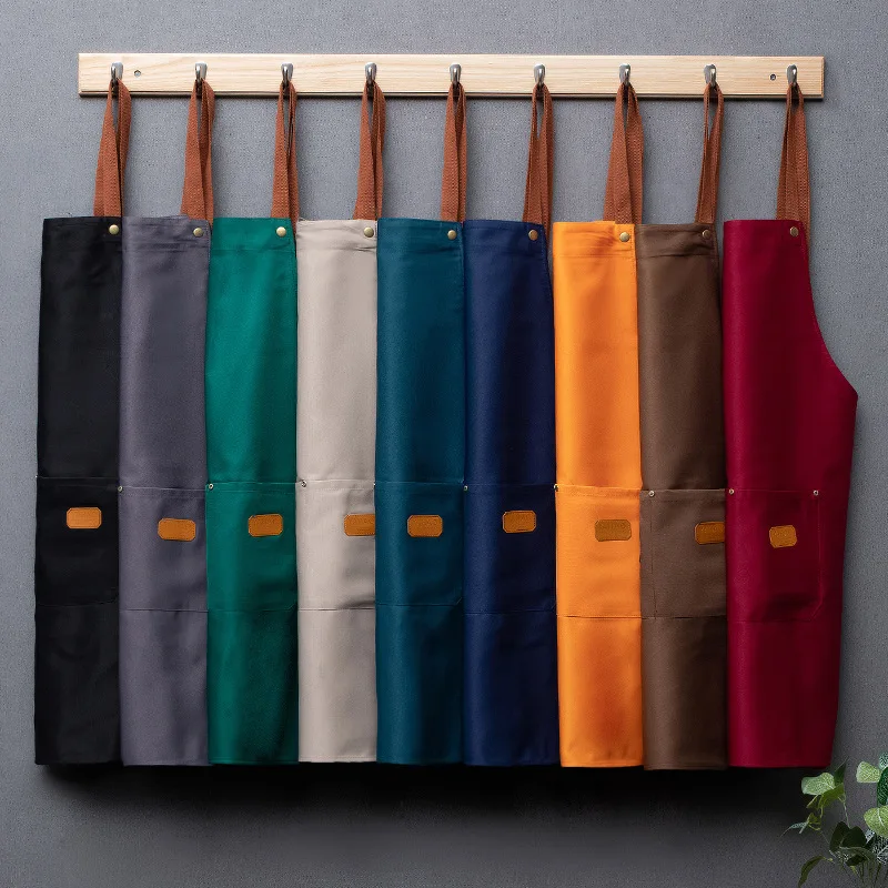 Oil-proof Waterproof Apron with Pockets Kictchen Cooking Baking Chef Aprons Gardening Coffee Shop Restaurant Working Clothes