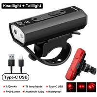 usb rechargeable headlight 1000lm bike front rear safety lights bicycle taillight mtb road bike flashlight cycling accessories