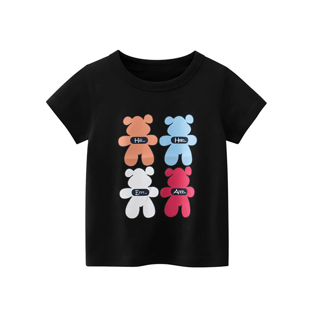 

ZYXZ 2023 T Shirt Cartoon Bear Fashion Children's T-Shirt Cotton Tops Short Sleeves Summer Clothing Print Tee Kids Clothes