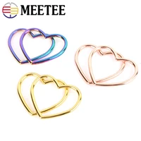 meetee 1030pcs id40x28mm heart ring hook metal buckle peach heart buckles round o rings clasp luggage connect hooks accessories