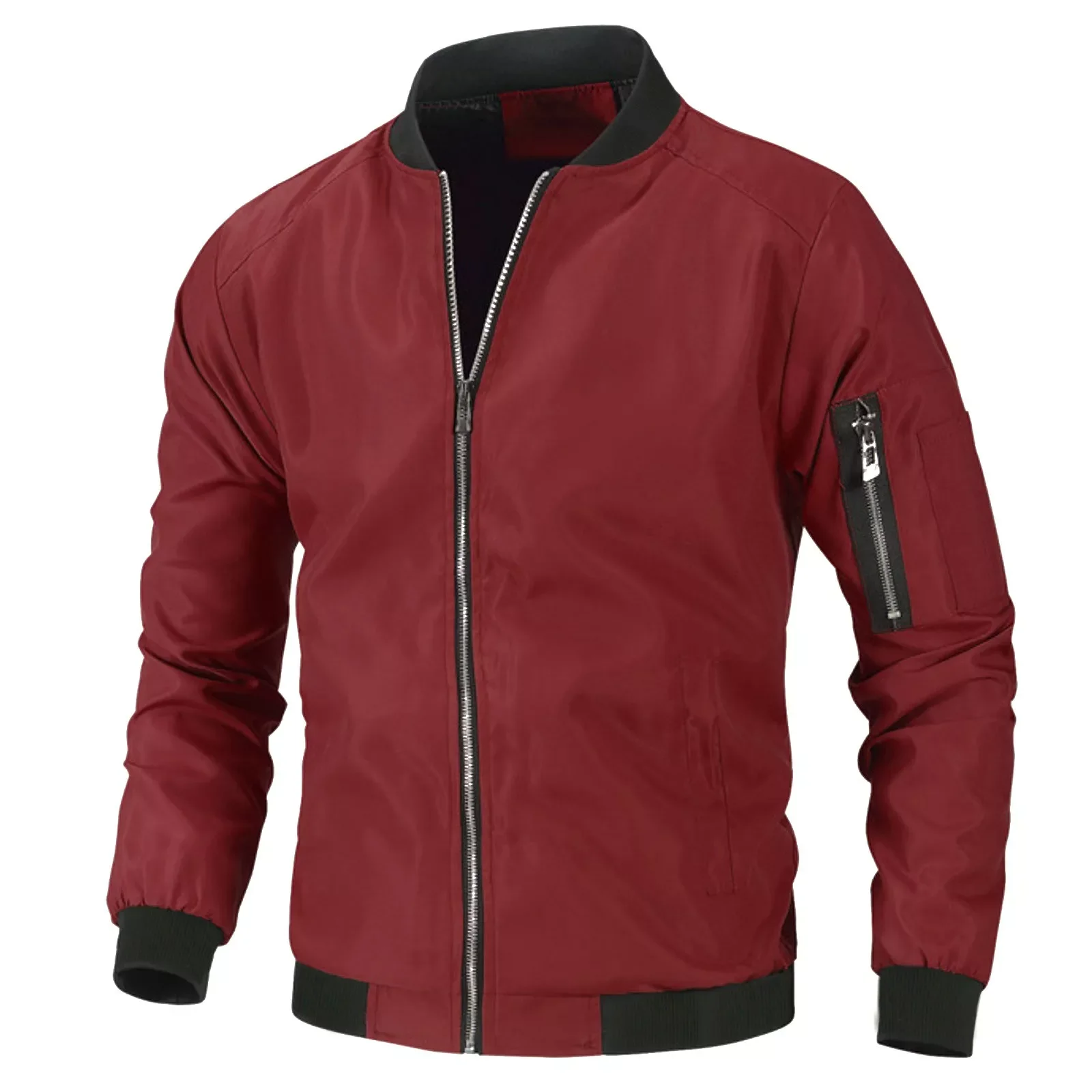 

Light Coat Male Winter Solid Slit Pocket Jacket Long Sleeve Zipper Fly Pocket Jacket Coat Men's Thick Jacket