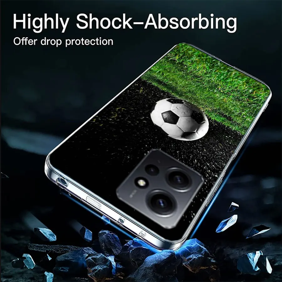 Football Soccer Ball Design Clear Phone Case For Xiaomi Redmi Note 11 11S 11T 11E 10 10S 9 9S 9T 8 8T Pro 7 K70 K60 K20 TPU Patt