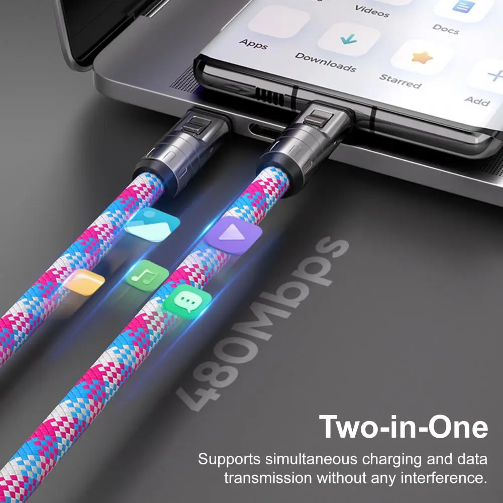 Кабель для передачи данных Type-C, кабель для зарядки USB-C, 240 Вт, быстрый кабель для зарядки USB-C, 2-в-1, портативный браслет-шнурок для смартфонов (art.: 3920d4e4a3cfb) - 3920d4e4a3cfb
