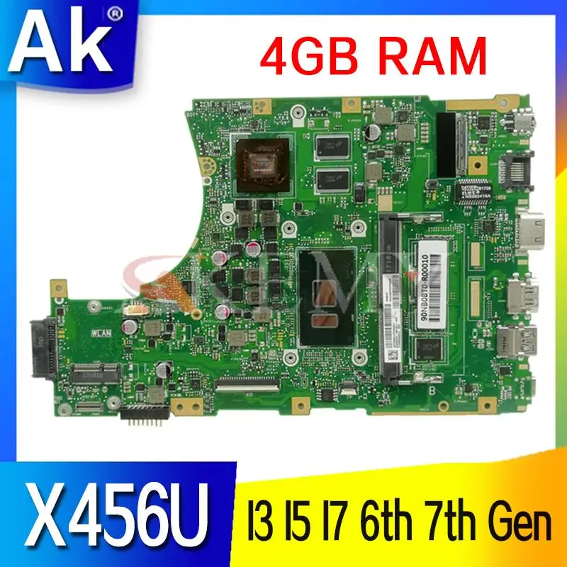 

Материнская плата X456UA X456UJ Laotop, 4 Гб ОЗУ, I3 I5 I7 6-го поколения для ASUS X456UV X456UQk X456UAM X456UVK, материнская плата для ноутбука