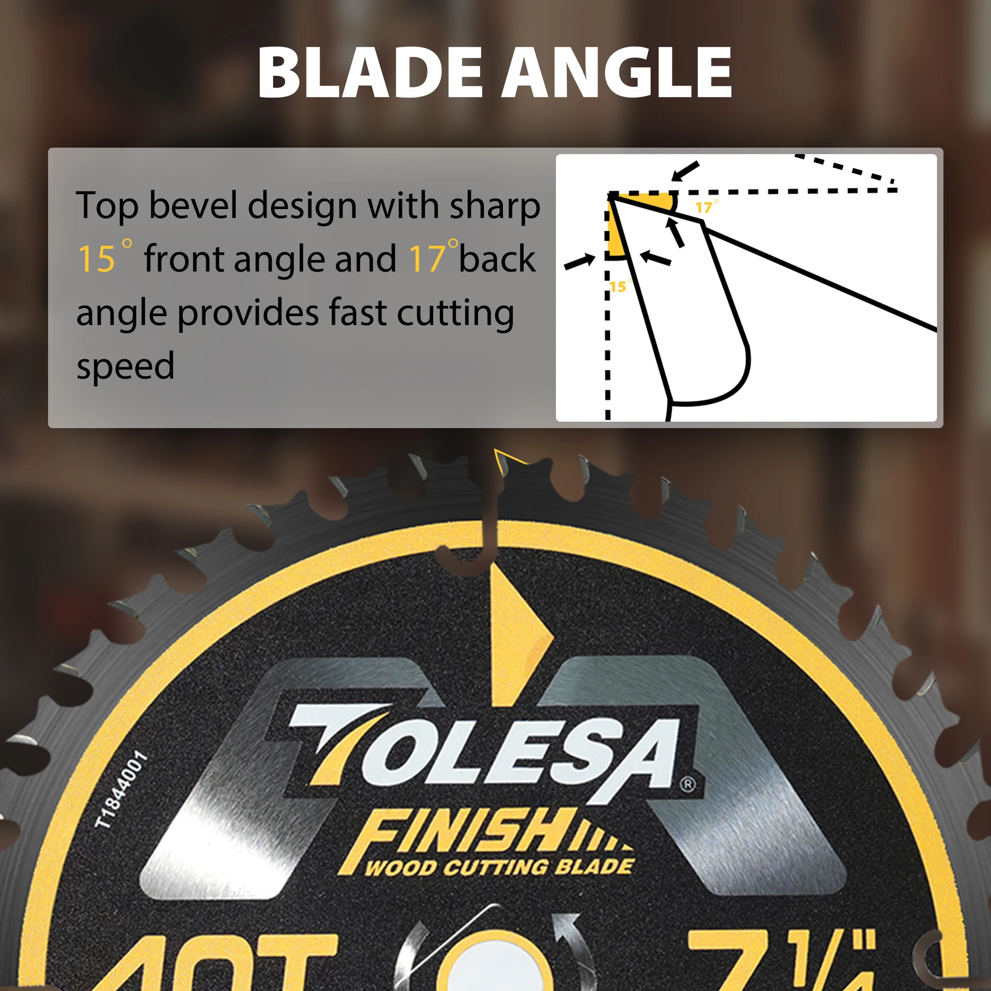 Полотно для циркулярной пилы TOLESA 7-1/4 дюйма 40 зубьев с оправкой 5/8 карбидные зубья