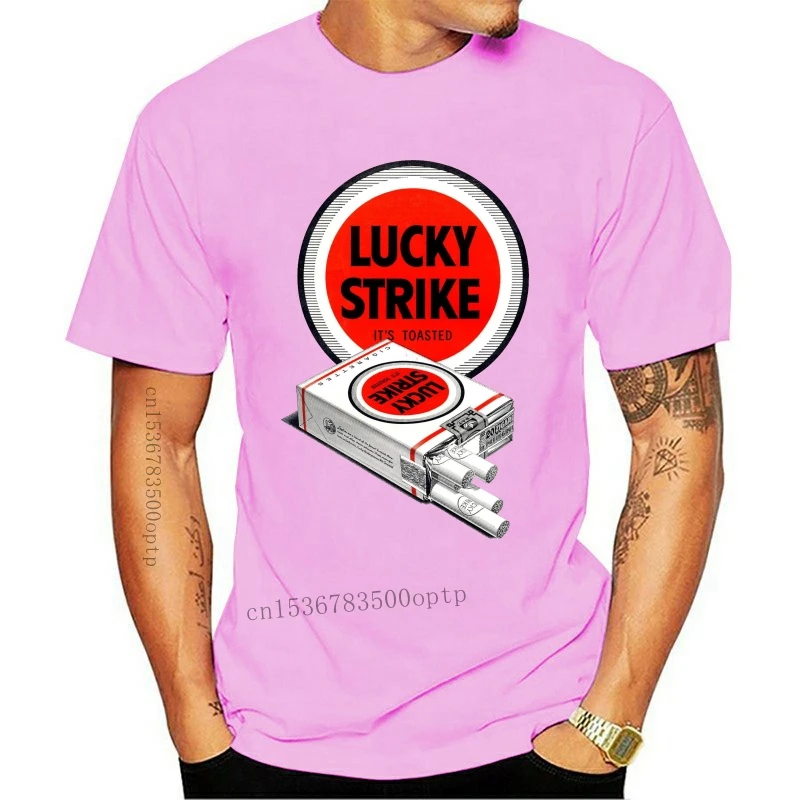 

Mens Clothes Lucky Strike T-shirt Men Strike Cigarettes Tobacco Smokes Smoker Pack Retro