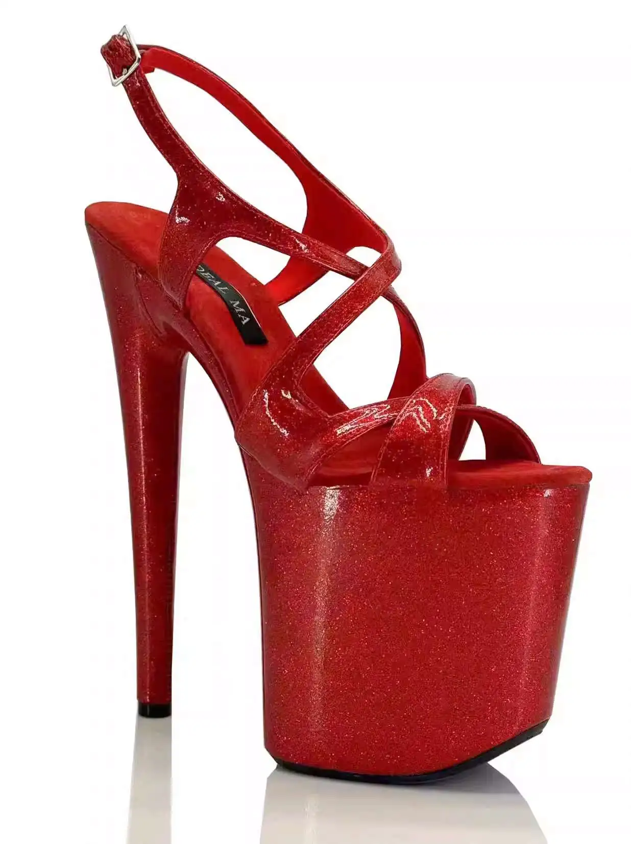 Сандалии на каблуках 20 см с перекрестными ремешками