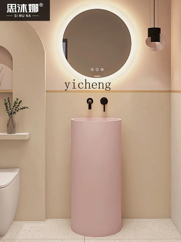 YY кремовая стильная раковина на подставке напольная интегрированная круглая