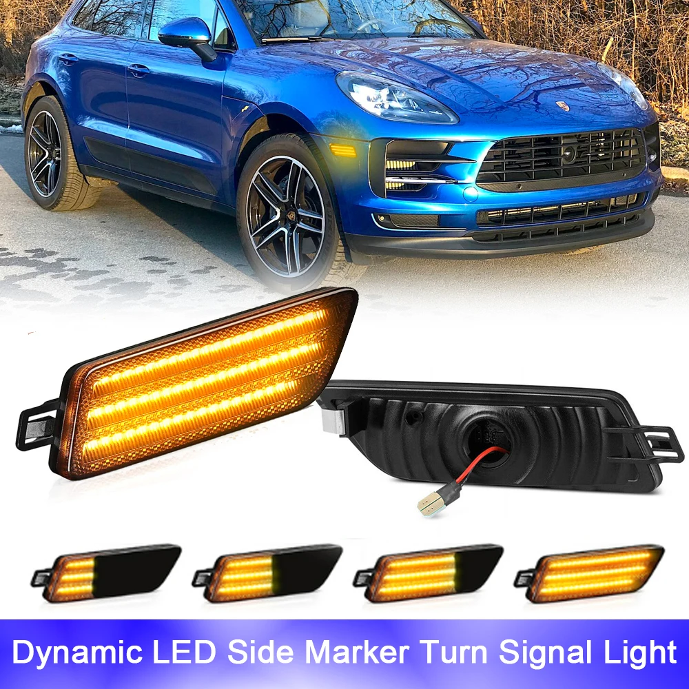 Для Porsche Macan 95B-Series Turbo GTS 2014-2021 светодиодный Seqeuntial Blinker Side Fender Repeat указатели