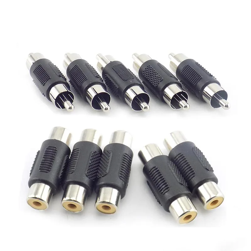 

5pcs RCA Female to Female Jack Plug Connector Adapter Male to Male RCA Connector Video Audio Extender Cord Cable Converter