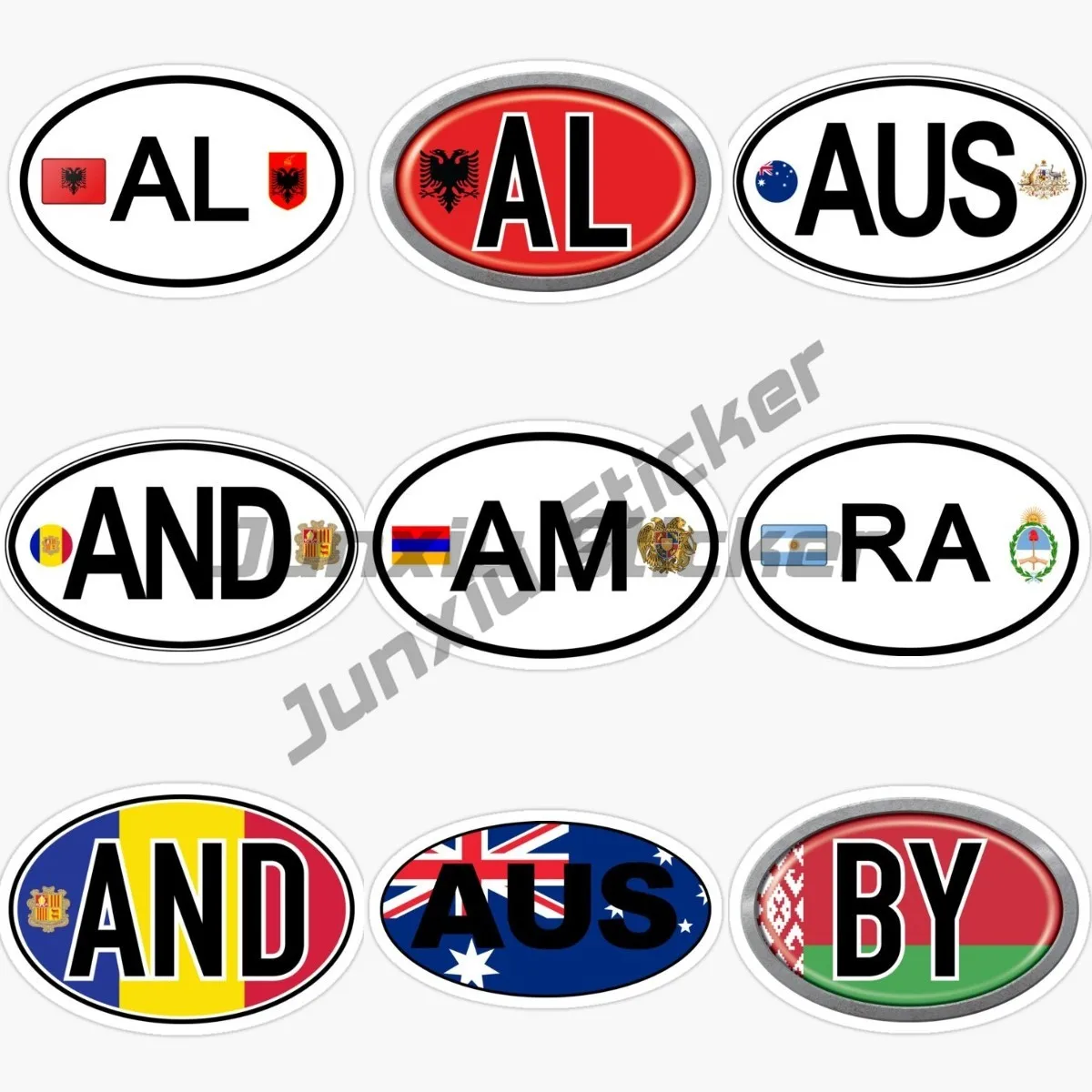 Овальные наклейки с национальным флагом Албания AL AUS AND AM RA от виниловые на машину
