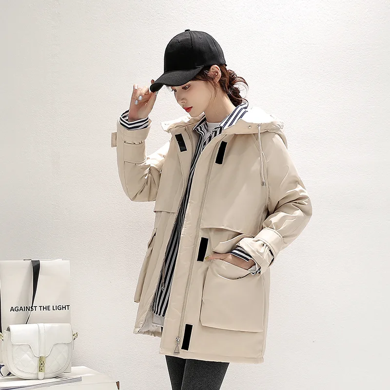 Women Parka Winter Coats Warmth Padded Jacket Hooded Jacket Plus Size Free Shipping Korean Fashion College Students Za New