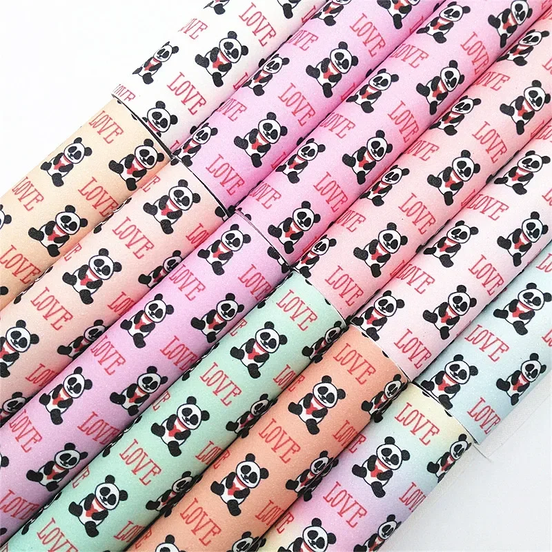 Блестящая кожа с принтом Love Bear блестящая виниловая ткань для банта 21 х29 см FZ309A