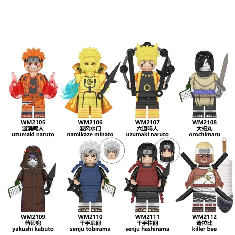 

Naruto Building Blocks Sasuke Kakashi Akatsuki bricks Anime Mini Action Figures Heads Assembly Toys kids Birthday Gifts WM6105