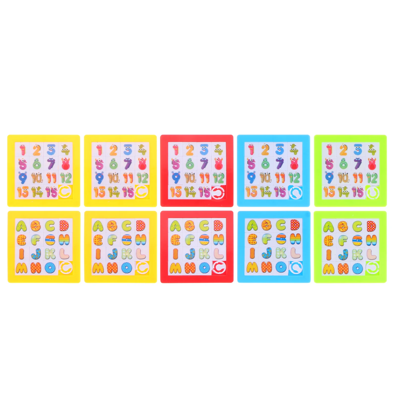

10 Pcs Puzzle Educational Playthings Colored Slide Toy Logical Thinking Training Toys Adult Abs Cartoon Letters Preschool Kids