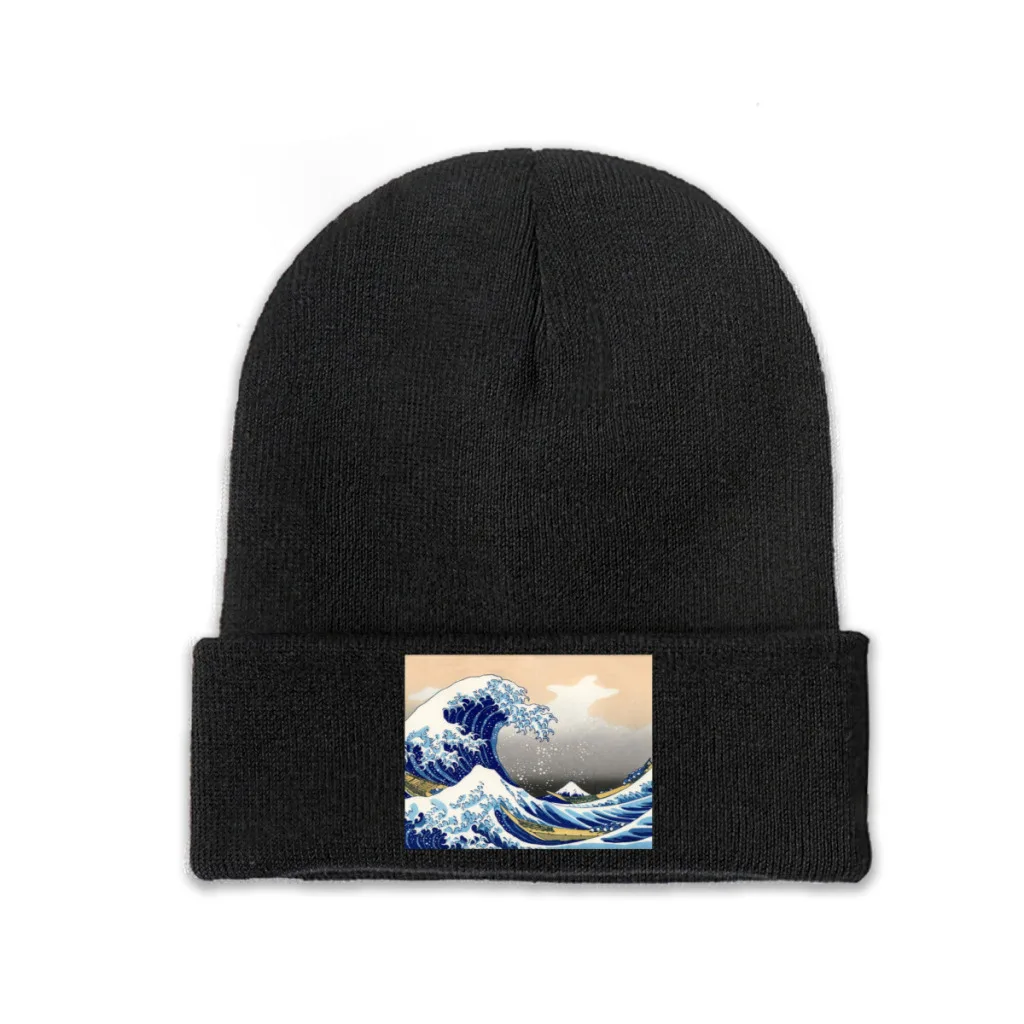 

The Great Wave off Kanagawa Katsushika Hokusai Knit Hat Beanie Autumn Winter Hat Warm Color Japanese Caps Men Women Gifts