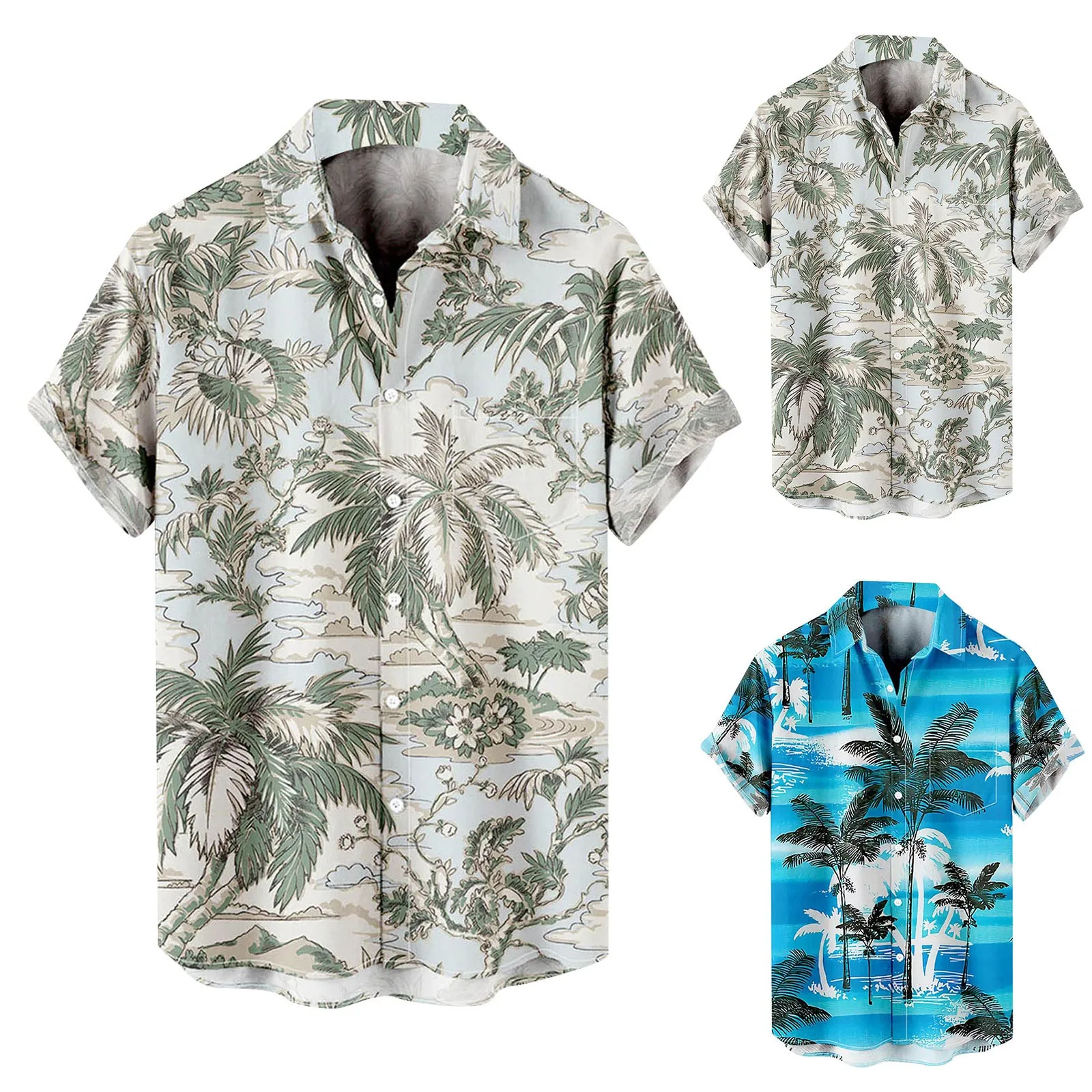 

2022 Hawaiian Shirt Men Men's Summer Shirt Palm Tree Rint Fashion Casual Retro Style Short-sleeved Unisex Shirt Camisa