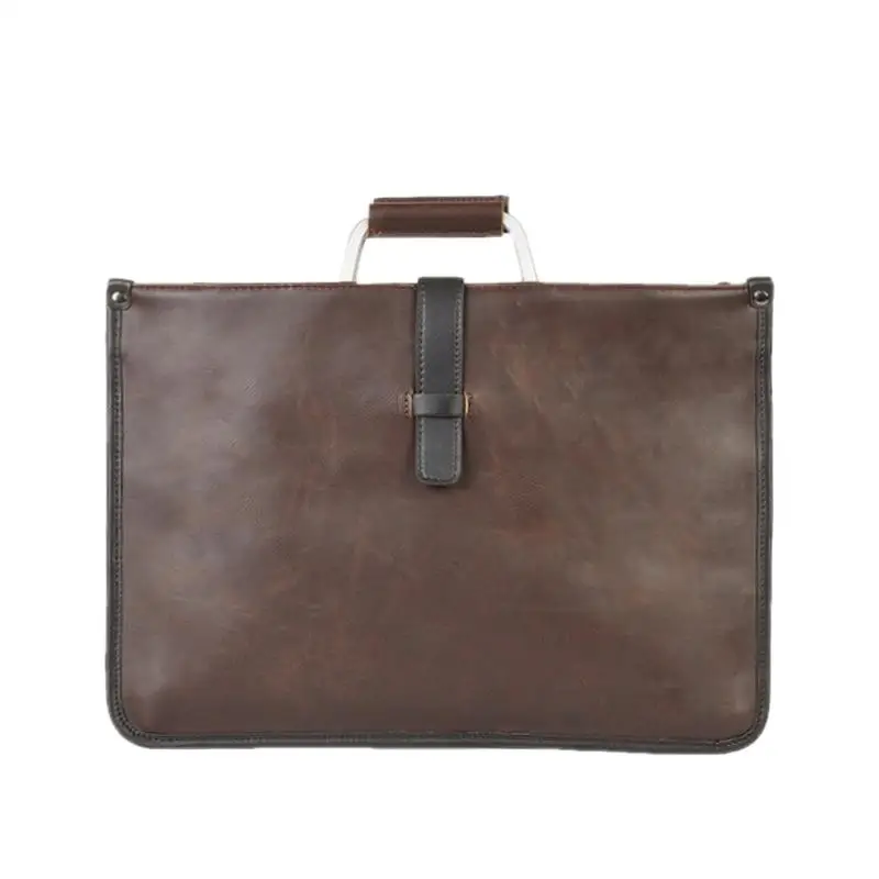 Vintage PU Leather Men's Handbag Business Briefcase For Document Large Capacity File Bag Fashion Shoulder Messenger Bag