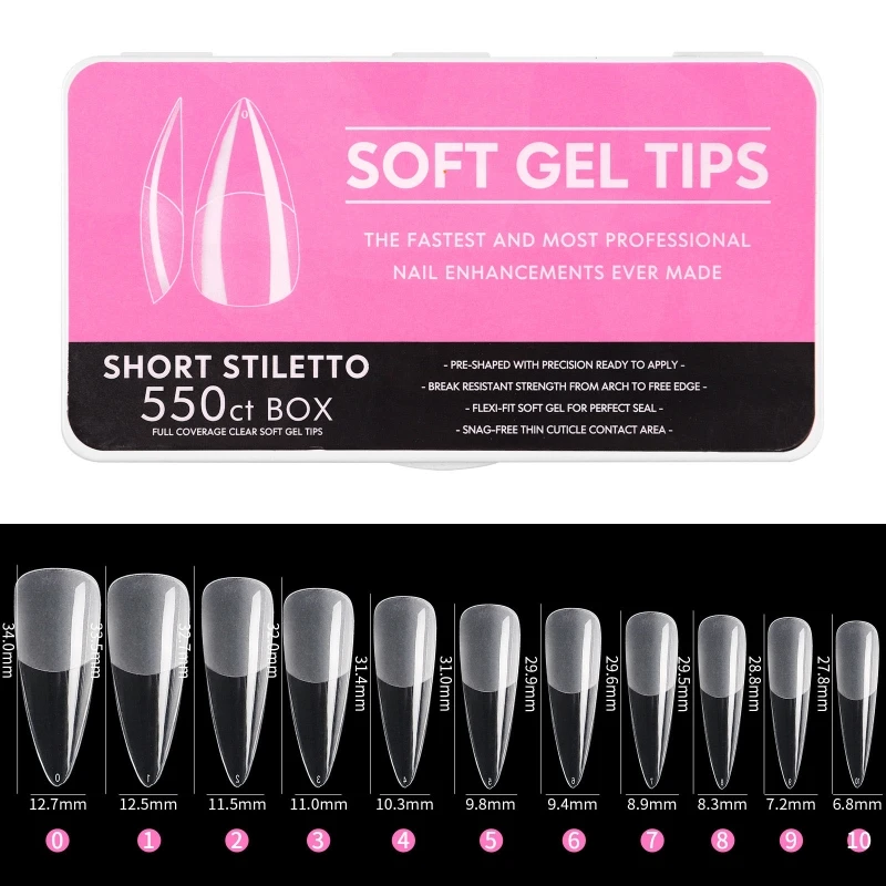 

Soft Gel Nail Tips Coffin Stiletto Square Almond Full Cover Press On Nail Tips Soak Off Nail Extensions False Nails