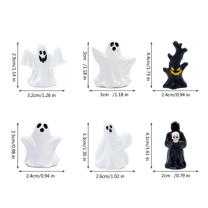 Фото Набор из 13 миниатюрных украшений для Хэллоуина, смоляные призраки, ведьмы, орнамент в виде тыквы, домашний офис, настольный №4