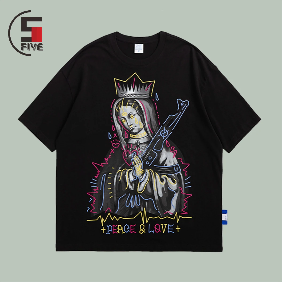 

Graffiti T Shirt Men Fun Oil Painting Print Hip Hop Streetwear Harajuku Loose Cotton T Shirts 2022 Summer O-neck Unisex Tee Tops