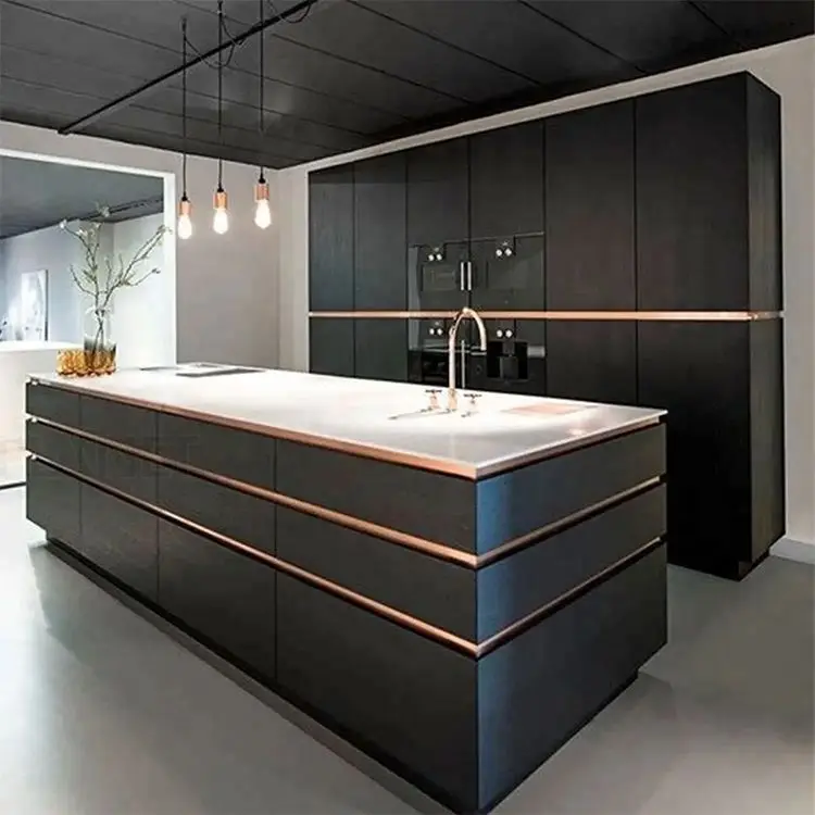 

New Latest Trend Design Cheap Modern Kitchenette Melamine White Black Pink Custom Kitchen Cabinet For Sale