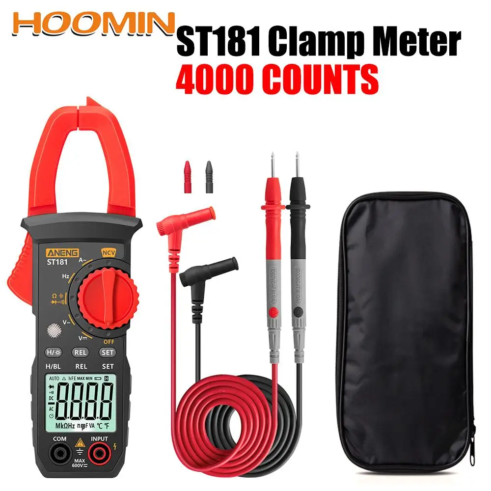 

4000 Counts Digital Clamp Meter Ammeter Voltage Tester Car Amp Hz Capacitance NCV Ohm Test DC/AC Current ST181 Multimeter
