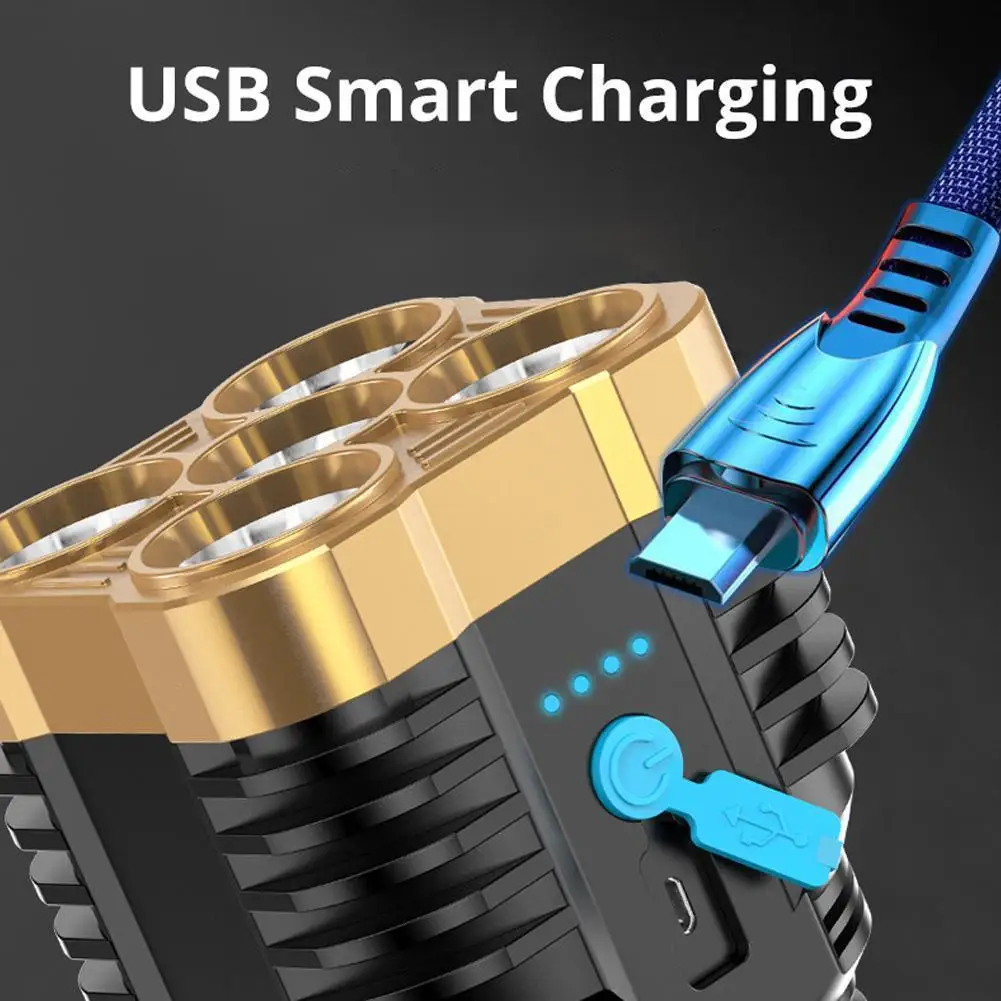 

Five Holes Ultra Bright Flashlight Outdoor Portable Multifunctional Rechargeable Led Camping Light Cob Waterproof Searchlig B1I0