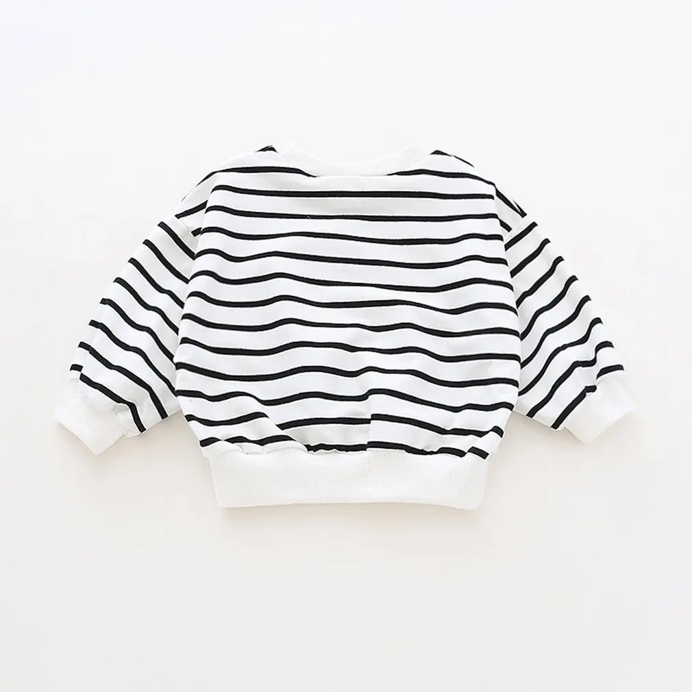 

Fashion Design Girls Warm Cotton Loose Bottoming Shirt Children's Bat Stripes T-shirt Autumn And Winter Warm Clothes