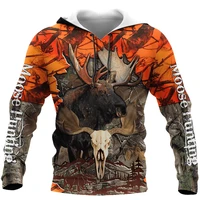 cloocl hunting moose orange camo 3d printed fashion mens hoodie sweatshirt unisex streetwear casual zip jacket pullover