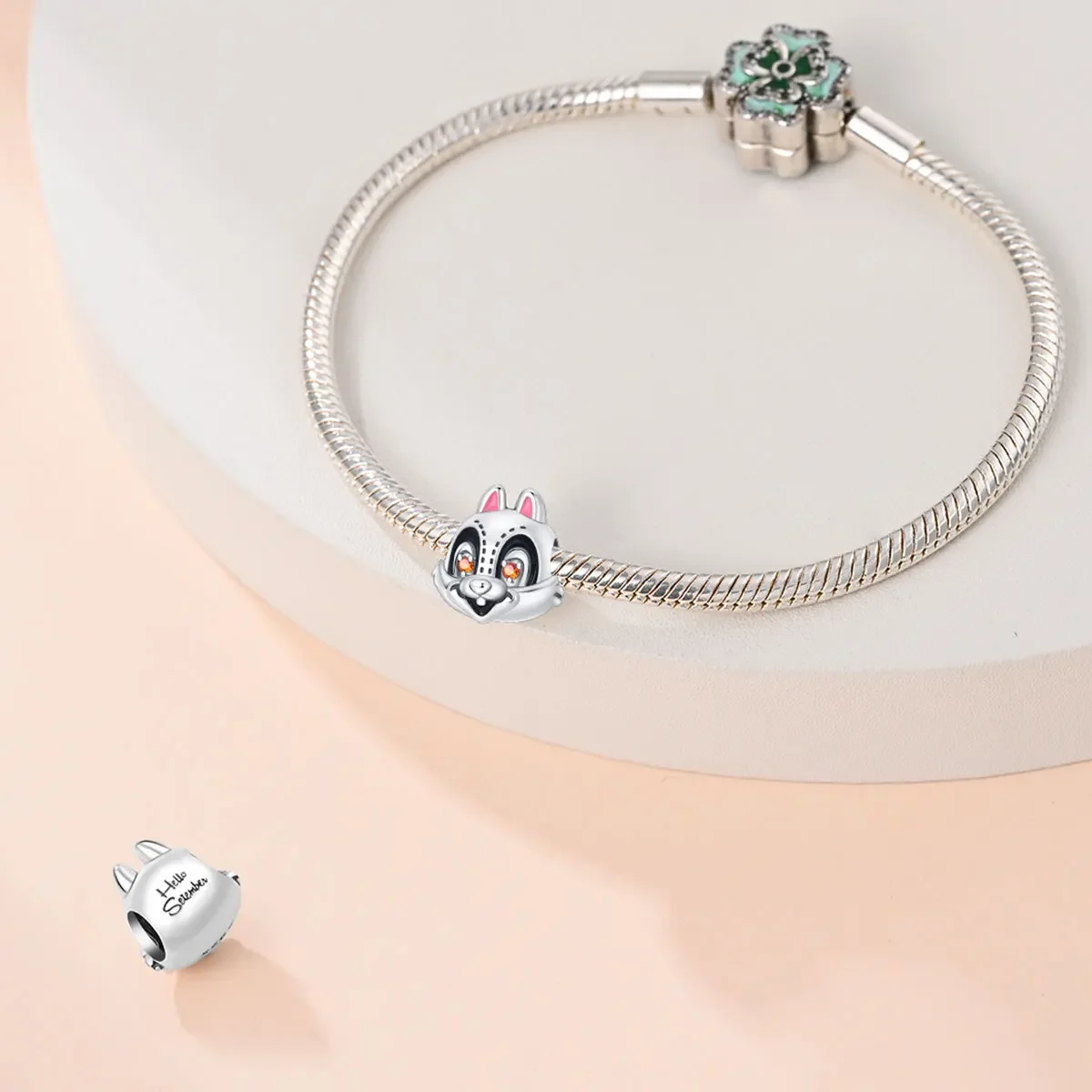 Осенние бусины из стерлингового серебра 925 пробы с кленовым листом и белкой