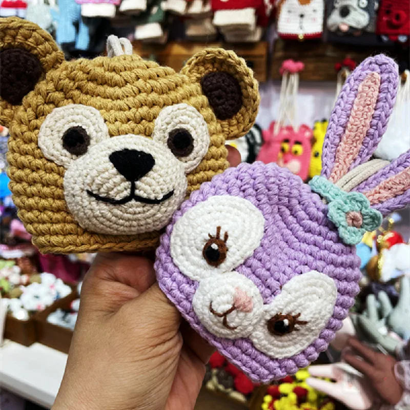 

Creative Cartoon Knit Key Bag Finished Sailor Bear Purple Rabbit Hair Wire Key Set Women's Car Key Ring Interior Accessorie