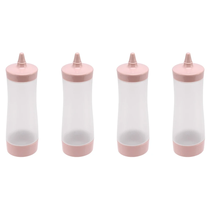 

Пластиковая бутылка для соуса, кухонный прозрачный диспенсер для выпечки, соуса, розового цвета, 4 шт.