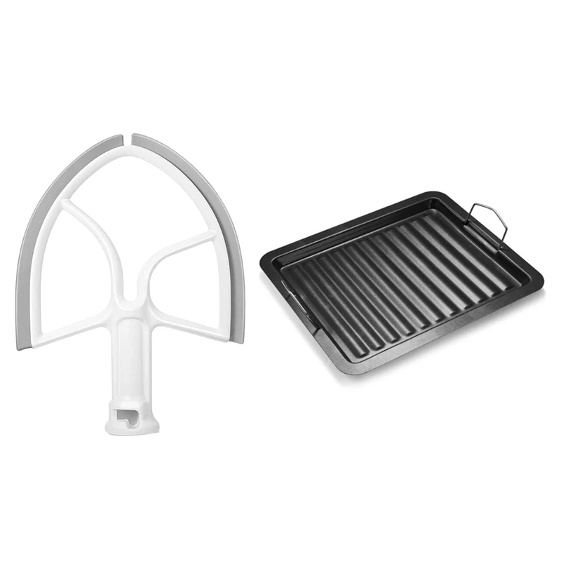 

1X 5QT Flat Beater For Kitchenaid Stand Mixer Bowl Scraper & 1X Non-Stick Grill Pan