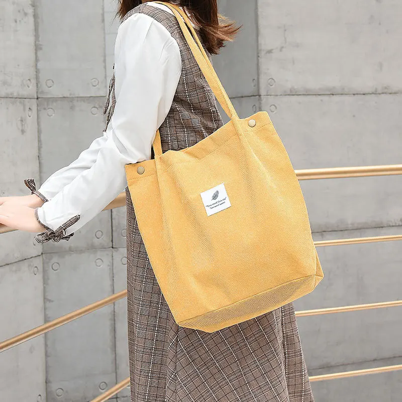 

2022 Women's Handbag Corduroy Shoulder Bag Women Student Leisure Handbag For Trips Reusable Shopping Bag For a Certain Number