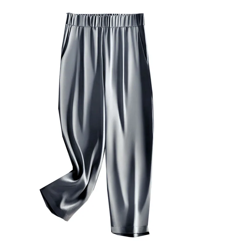 Атласные триацетатные весенне-летние женские брюки с девятью точками