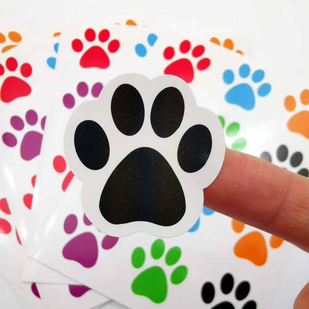 

120pcs Cartoon Thank You Sticker 1.5"Cute Cat Dog Animals Paw Print Stickers Self-Adhesive Label for Parties,Vets, Mailing Seal