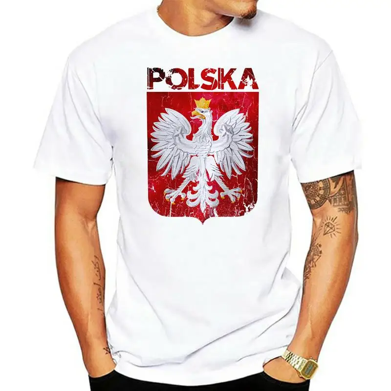 Polska God?o Koszulka Flaga White Poland T-Shirt Koszulki Patriotyczne Polski Cotton Tee Shirt Cotton Short Sleeve