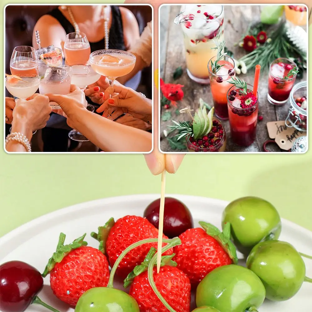 

100pcs Cocktail Picks Food Fruit Wood Fork Toothpicks Creative Snack Cake Dessert Pastry Decor KTV Party Bar Sign Supplies