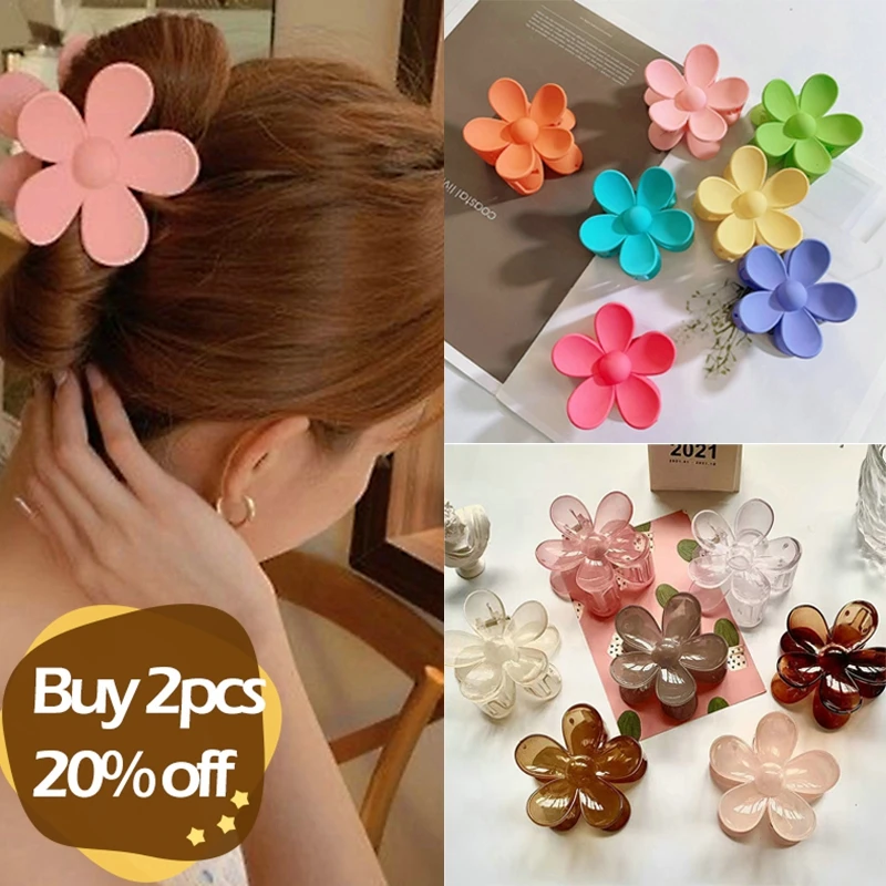 

2022 Flower Claw Clip Simple Color Hair Clip Back Head Plate Hair Clip Shark Clip Hairpin Hair Accessories for Women Headdress