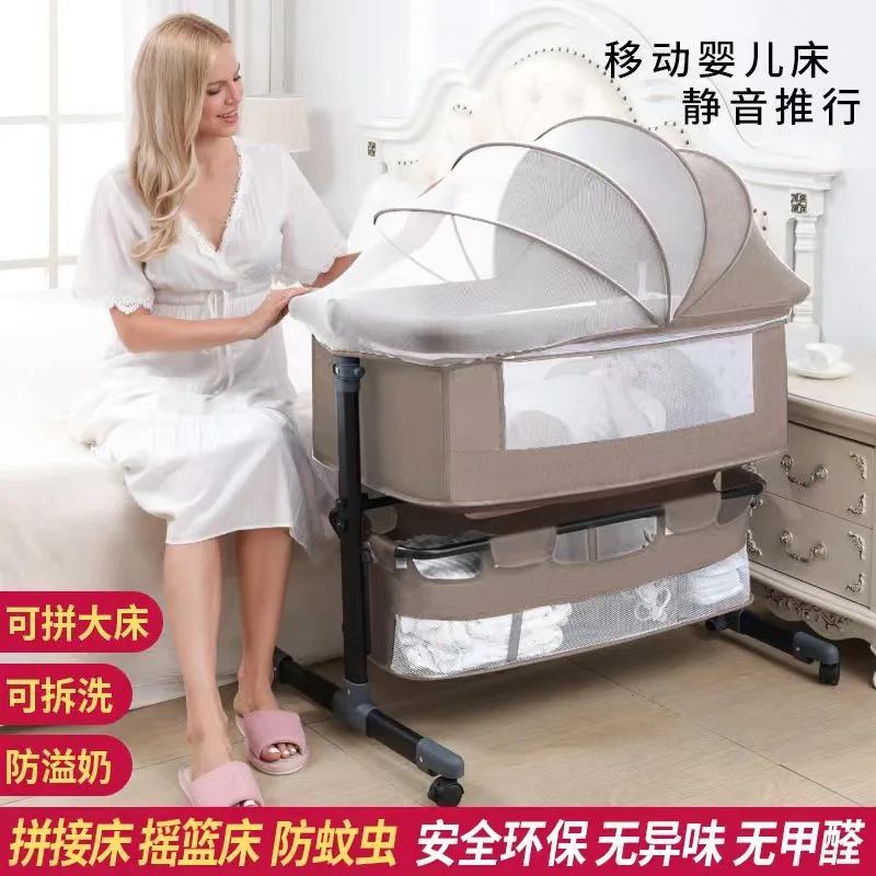 

Wholesale Crib Newborn Bed Splicing Big Bed Baby Bed Bb Cradle Bed Multi-function Mobile and Foldable