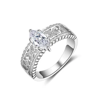 hoyon 18k white gold color diamond style ring for women vintage cutout aaa zircon gemstone wedding engagement fine jewelry